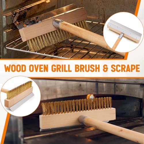 Reallnaive 1 Pack 37 Inch Wood Handle Pizza Oven Brush with Scraper - Image 5