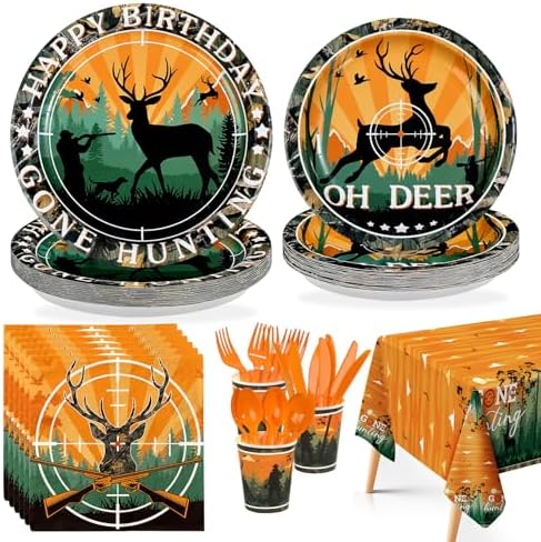 170 Pcs Hunting Camo Party Oh Deer Party Decorations, Serves 24 by Greencian
