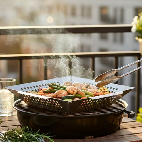 3 Pack Stainless Steel Vegetable Grill Baskets with Handles - Image 4