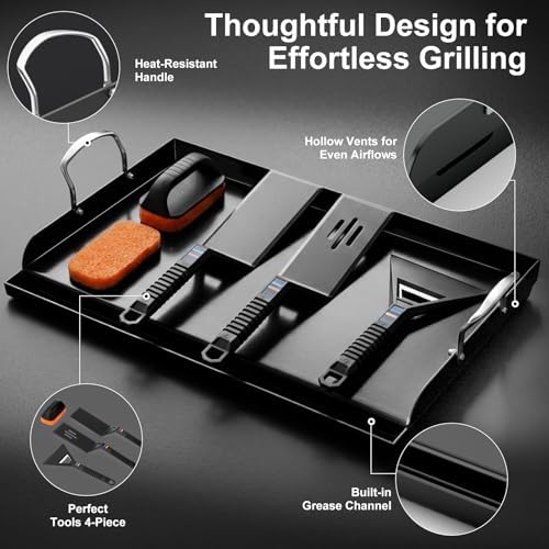 Pre-Seasoned Cast Iron Griddle, 25 x 16 in Flat Top Plate - Image 3