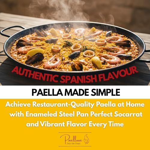 Paelluxe Paella Pan Enameled No-Rust Steel Skillet - 22 Inch, 16 Servings - Image 3