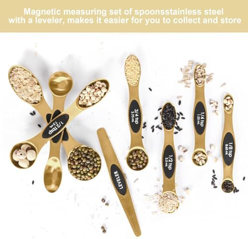 Magnetic Measuring Spoons Set Stainless Steel with Leveler, Stackable Metal Tablespoon Measure Spoon for Baking, Measuring Cups and Spoon Set Kitchen Gadgets Apartment Essentials Fits in Spice Jars - Image 3