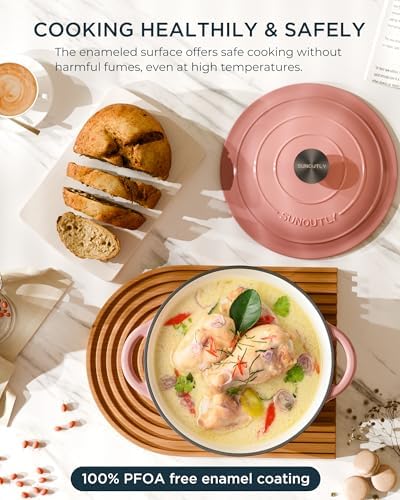 Enameled Cast Iron Dutch Oven, 4.5QT Pot with Lid, Gentle Pink - Image 2