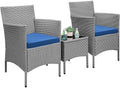 Yaheetech 3 Pcs Patio Conversation Set, Chairs & Side Table, Gray/Dark Blue by Yaheetech