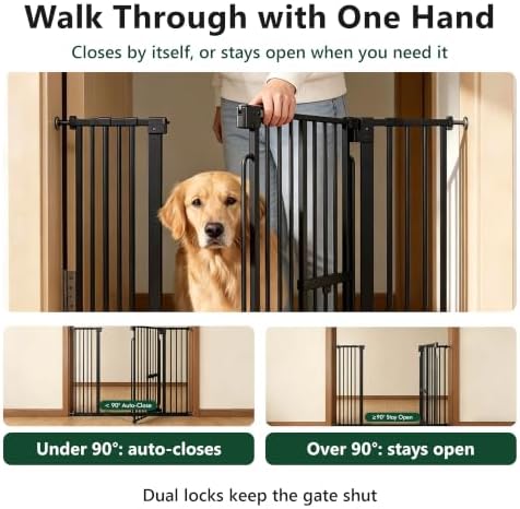 Dog Gate with Adjustable Cat Door, 29.5-42.5 in Wide, Black - Image 6