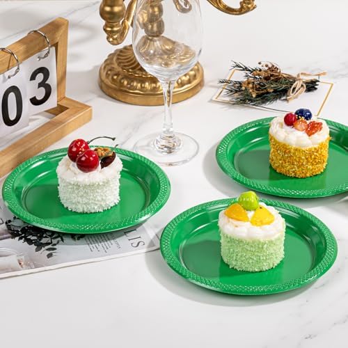 WELLIFE Green Plastic Plates 7 Inch 50 Count - Image 3