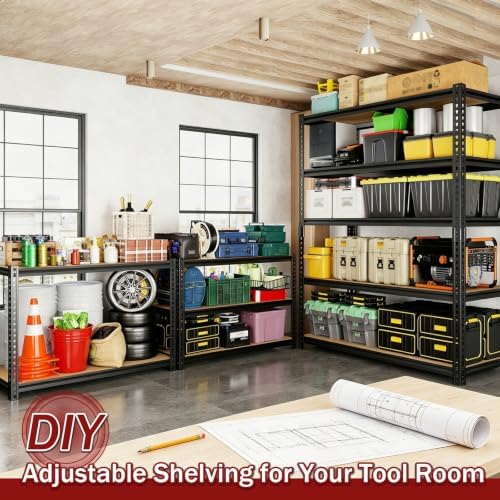 2400LBS Garage Shelving, 28" Wx12 Dx60 H Metal Storage Shelves - Image 5