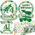 170 Pcs Dinosaur 4th Birthday Party Decorations for Boys Serves 24 by Greencian