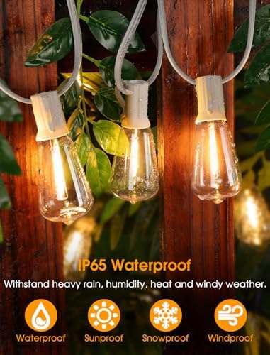 Larkvue 75FT(3x25FT) Outdoor String Lights, Patio Lights with 30+3 LED Dimmable Waterproof Connectable ST38 Bulbs for Gazebo Backyard Christmas, White - Image 4