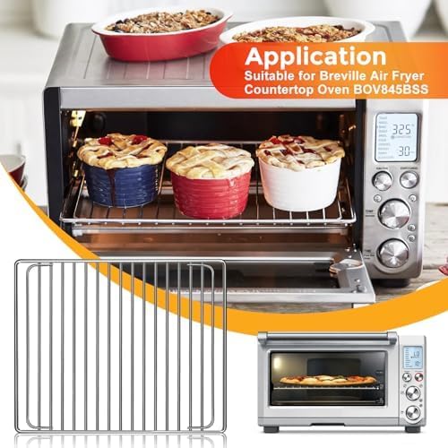 GCQ Wire Rack for Breville Smart Oven Pro Countertop Oven BOV845BSS,14''×11.6'' Stainless Steel Air Fryer Accessories Replacement Parts Roasting Steamer Grill Racks Baking Tray，Dishwasher Safe - Image 3