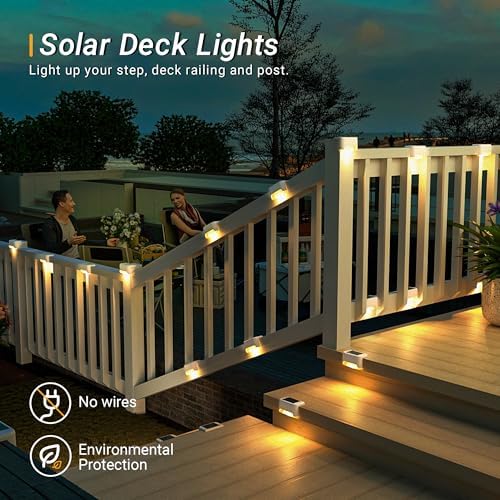 PATIOWIN Solar Deck Lights, Solar Step Lights Waterproof, Warm White, 12 Pack - Image 3