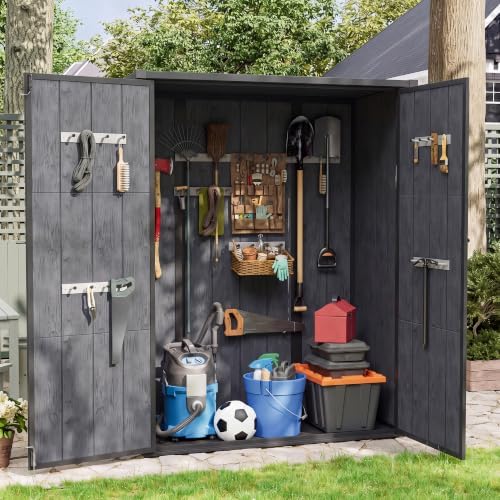 UDPATIO 51 Cu.ft Vertical Outdoor Storage Shed with Shelf,Dark Grey by UDPATIO