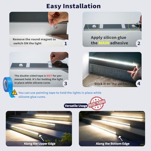SHONELIGHTING Solar Step Lights Outside, 33 Focused LEDs, Stair Light, 2PK - Image 3