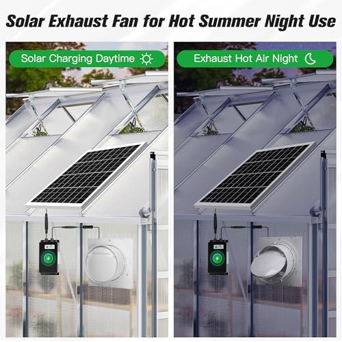 blessny 8" Solar Rechargeable Exhaust Fan for Greenhouse, Chicken Coop - Image 5