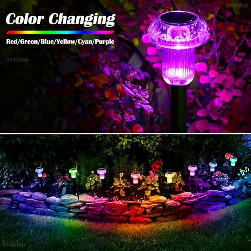 Priddop Solar Christmas Lights Outdoor Waterproof 8 Pack Color Changing LED - Image 5