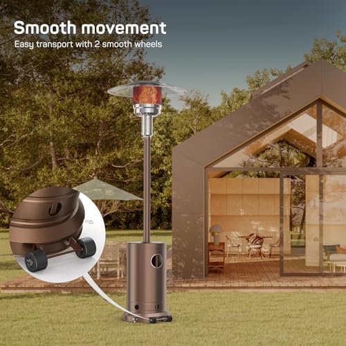 Propane Heater with Sand Box, 48,000 BTU Outdoor Heaters for Patio with Auto-off Safety Protection System, Double-Layer Stainless Steel with Wheels for Backyard, Deck, Garden, Porch - Image 5