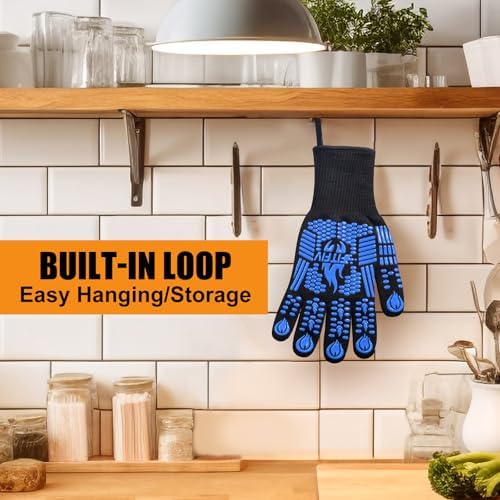 BBQ Gloves, 1472°F Heat Resistant with Silicone Grip Oven Mitts - Image 7