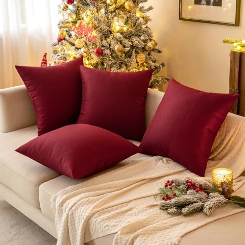 MIULEE Decorative Outdoor Pillow Covers Christmas Lumbar 12x20 Wine Red - Image 7