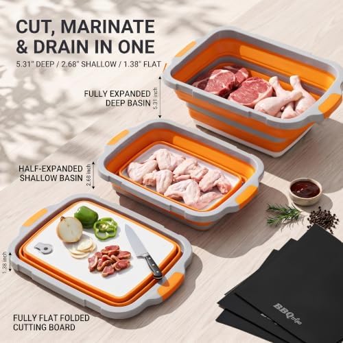Collapsible BBQ Prep Tub with Locking Lid, Cutting Board & Wash Basin, 16L - Image 5