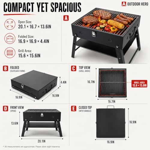 Portable BBQ Charcoal Camping Grill: Tabletop Folding Barbecue Grills - Image 7