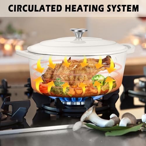 TeamFar Oval Dutch Oven, 5qt Enameled Cast Iron Dutch Oven Pot with Lid - Image 6