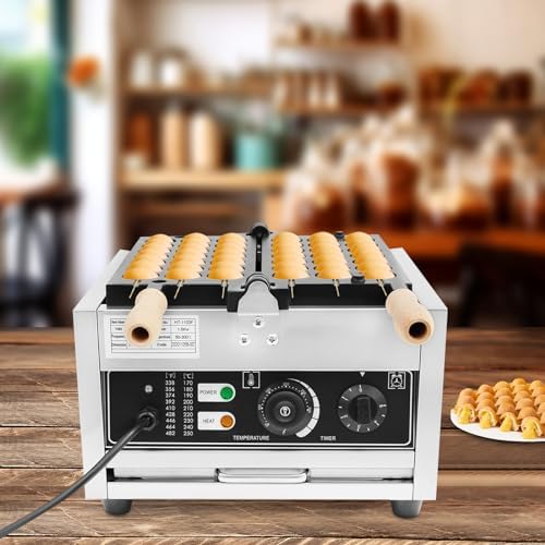 3-Grid Commercial Waffle Maker, 1500W Electric Mini Egg-Shaped Waffle Machine, Stainless Steel Waffle Iron Baker with Non-Stick Coating, 122-572℉ Temperature Adjustable - Image 6