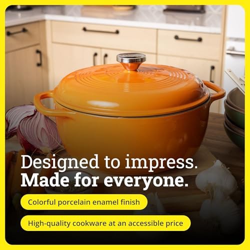 Lodge Essential Enamel Cast Iron Dutch Oven, 6 Quart, Pumpkin - Image 6