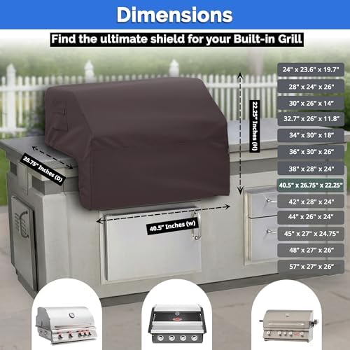 Covers & All Built-in Grill Cover for Outdoor Grill – Heavy Duty 12 oz Waterproof Built-in BBQ Grill Cover, PVC-Coated Polyester with Elastic Hem for Snug Fit (40.5 x 26.75 x 22.25 inches, Coffee) - Image 7