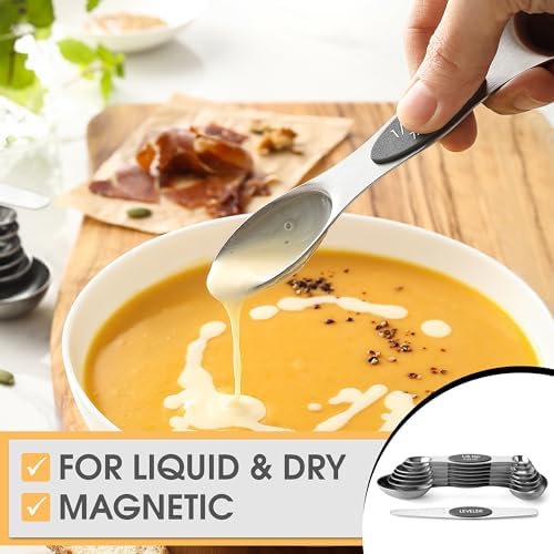 Spring Chef Stainless Steel Magnetic Measuring Spoons Set of 8, Gray - Image 4