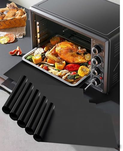 5 Pack Oven Liners for Bottom of Oven, 17x25" Large Heavy Duty Non-Stick Reusable Oven Mat for Electric, Gas, Toaster & Convection Ovens - BPA & PFOA Free, Dishwasher Safe, Kitchen Essentials, Black by Buself