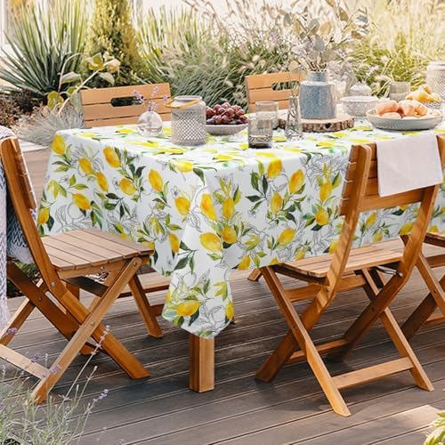 Outdoor Tablecloth with Umbrella Hole Lemon Print Outdoor Table Cover, Windproof & Easy Install Patio Tablecloth for Picnic, Garden, Backyard & Summer Parties 60 x 102 in - Image 2