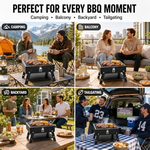 Small Portable BBQ Charcoal Grill: Mini Foldable Table Top Barbecue Grills - Image 7
