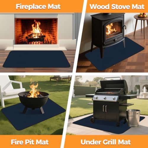 Fireproof Fireplace Rug for Home Protection, 4' x 3' x 0.04'', Blue - Image 7