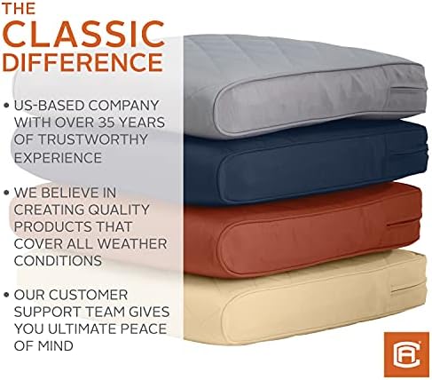 Classic Accessories Montlake FadeSafe Patio Chair/Loveseat Back Quilted Cushion, 21 x 20 x 4 Inch, Grey, Outdoor Loveseat Cushions - Image 4
