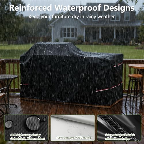 98 Inch Island Grill Cover - 600D Heavy Duty Waterproof All Weather Protection Extra Large Grill Covers,Island with Left/Right Grill Head,Grill Cover for Outdoor Grill, BBQ Cover - Image 3