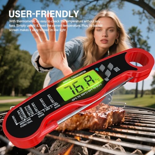 AWLKIM Meat Thermometer Digital, Instant Read Food Thermometer, Red - Image 5
