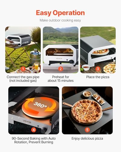 VEVOR 16 in Outdoor Pizza Oven, Auto Rotating Propane Gas Pizza Ovens, Portable Pizza-Cooker with Electric Rotate Pizza-Stone, Carry Bag, Propane Pizza Maker For Outside Backyard Patio Camping, Black - Image 7