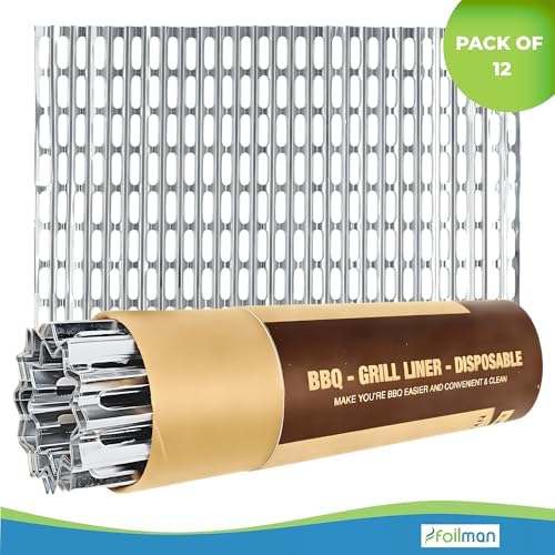Foilman Heavy-Duty Disposable Aluminum Grill Liners, 12 x 20 Inch Nonstick Cooking Sheets for BBQ, Protects Grates from Grease, Even Heat Distribution, Easy Cleanup for Outdoor Grilling - Pack of 12 - Image 5