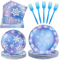 100 Pcs Disposable Winter Frozen Tableware Set for 25 Guests by COSINIA