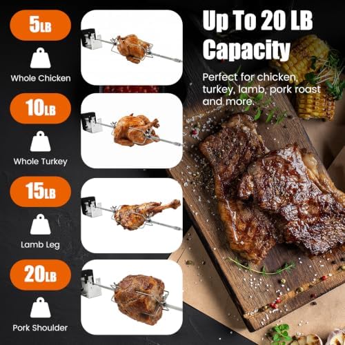 7652 Rotisserie Kit for Weber Genesis II 200/300, 13W Motor, Stainless - Image 4