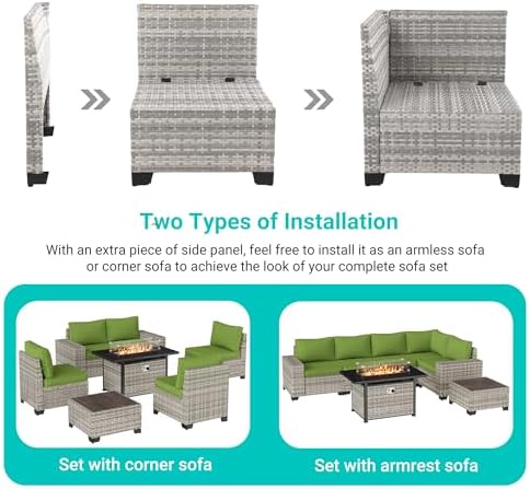 Outdoor Patio Furniture Set PE Wicker Rattan Outdoor Sectional Sofa - Image 2