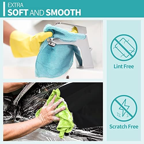 Microfiber Cleaning Cloth - 60 Pack Shop Towels, 12" x 12" Cleaning Rags Lint Free, Reusable Microfiber Towels for Cars Kitchen Automotive House Office - Image 5