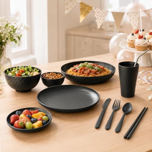 Teivio 96-Piece Plates and Bowls Sets for 8, with Flatware Dinnerware Sets - Image 6