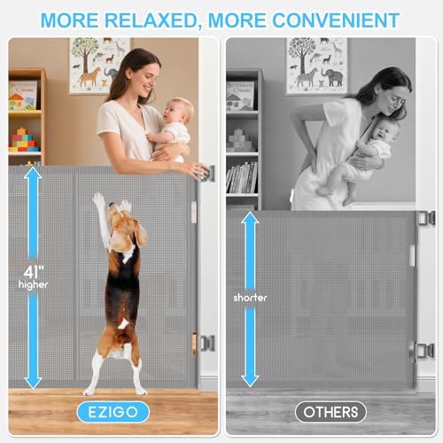 EZIGO 120 Inch Retractable Baby Gates, 41 Inch Extra Tall Retractable Gate - Image 3