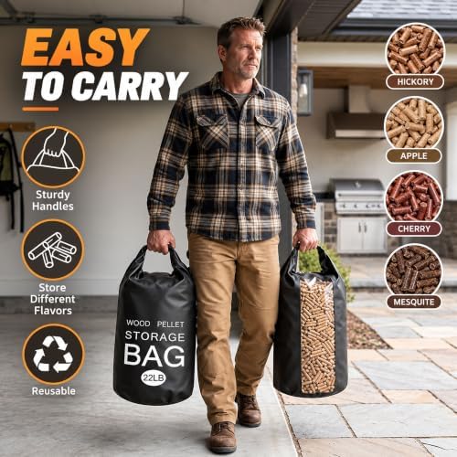 2 Pack 22LB Wood Pellet Storage Containers Waterproof Charcoal Storage Bin - Image 4