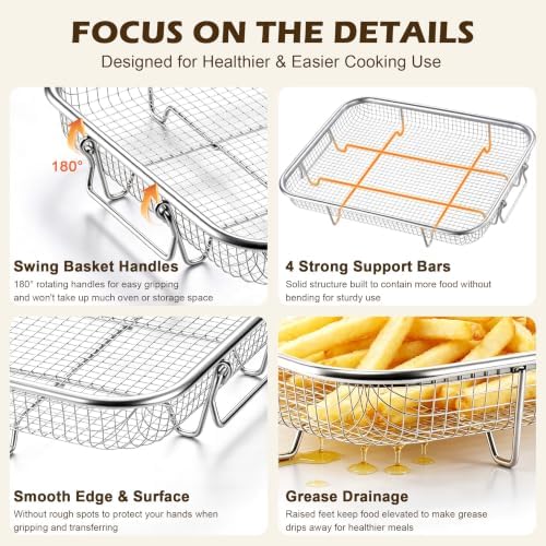 TeamFar 11.8 Inch Air Fryer Basket for Oven, Air Fryer Rack, 3 Pieces - Image 3