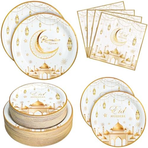 180pcs Ramadan Eid Mubarak Party Supplies,Serves 60 by Osonm