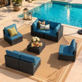 LOUVIXA 7 Piece Outdoor Patio Furniture Set, Outdoor Sectional Sofa, Wicker Rattan Patio Furniture, Patio Conversation Set with Coffee Table & Cushions by LOUVIXA