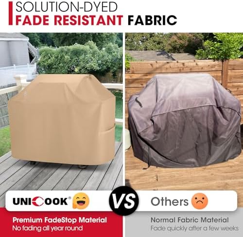 Unicook Grill Cover Heavy Duty Waterproof UV Resistant 52 Inch, Light Brown - Image 3