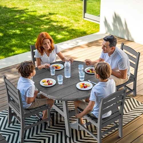 Pamapic Patio Dining Table Set, 5-Piece Outdoor Dining Set for 4, Grey - Image 2